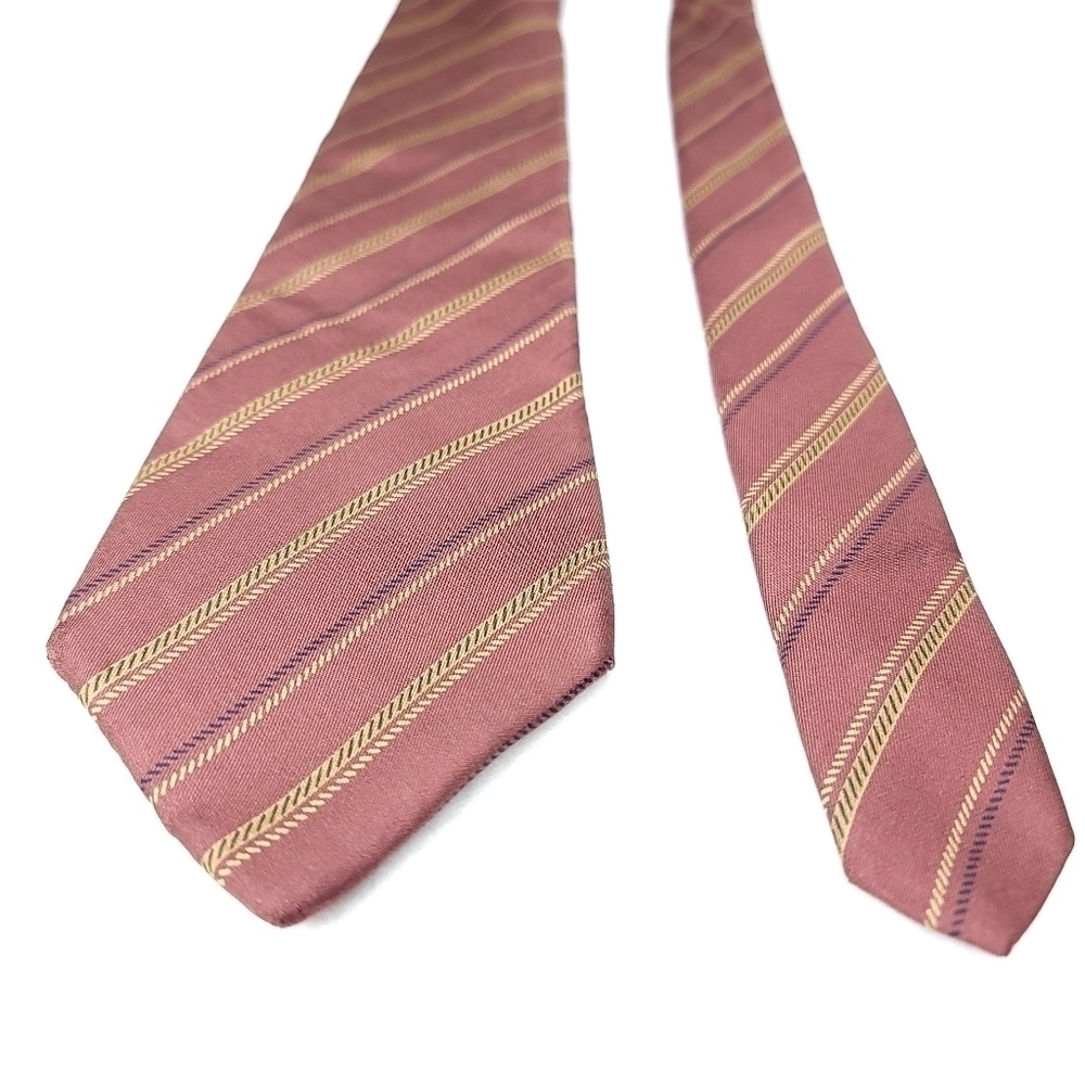 Calvin Klein Italian Silk Simple Striped Traditional Long Vintage Neck Tie - Picture 8 of 11